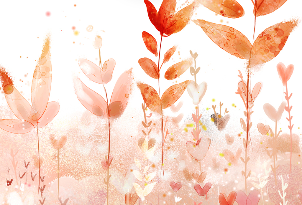 现代简约唯美可爱卡通儿童房花卉装饰画无框画