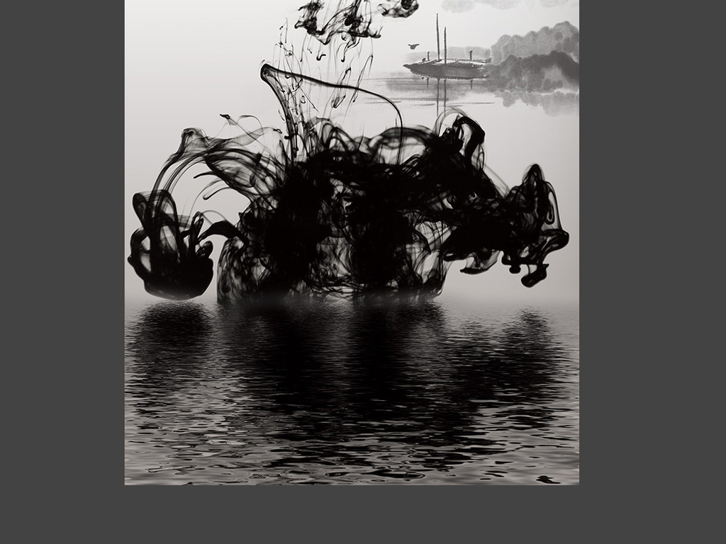 中式禅境沉墨墨迹新中式玄关屏风过道