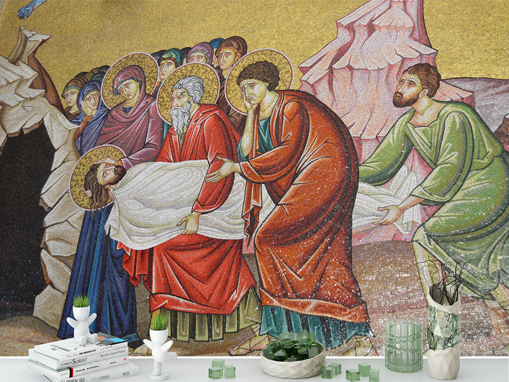 原创基督教神父复古背景墙