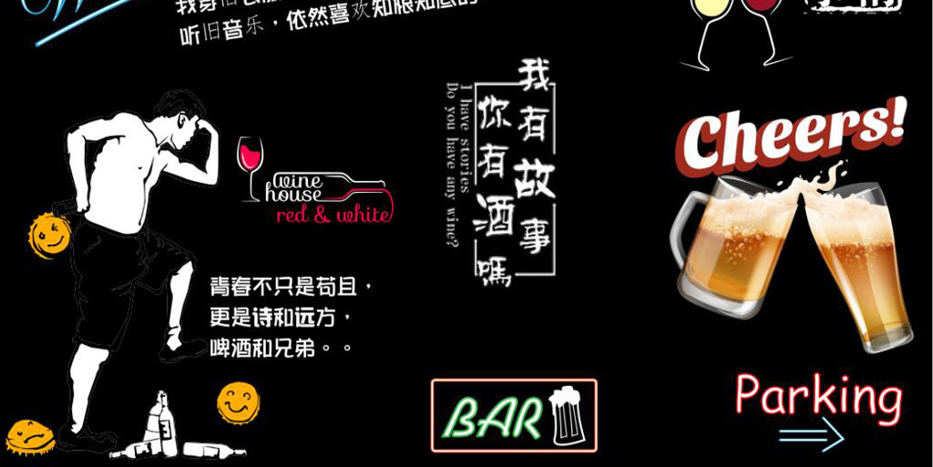 复古我有故事你有酒吗酒吧背景墙