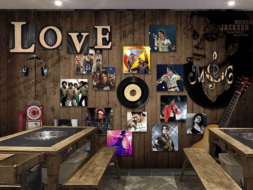 迈克杰克逊复古音乐背景墙