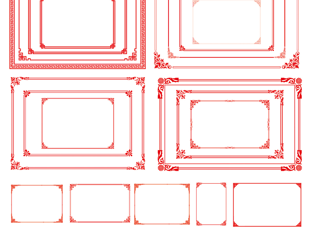红色中式古典花纹边框矢量ai文件图片设计素材_高清ai模板下载(3.