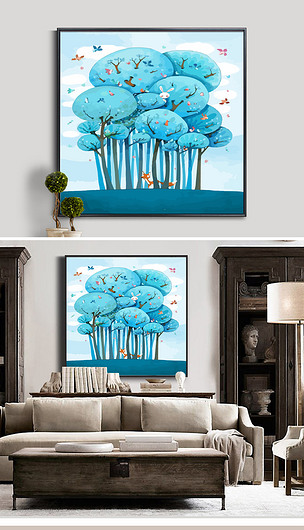 可爱卡通树林装饰画