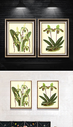 兰花画高清装饰画|北欧复古高清兰花装饰画