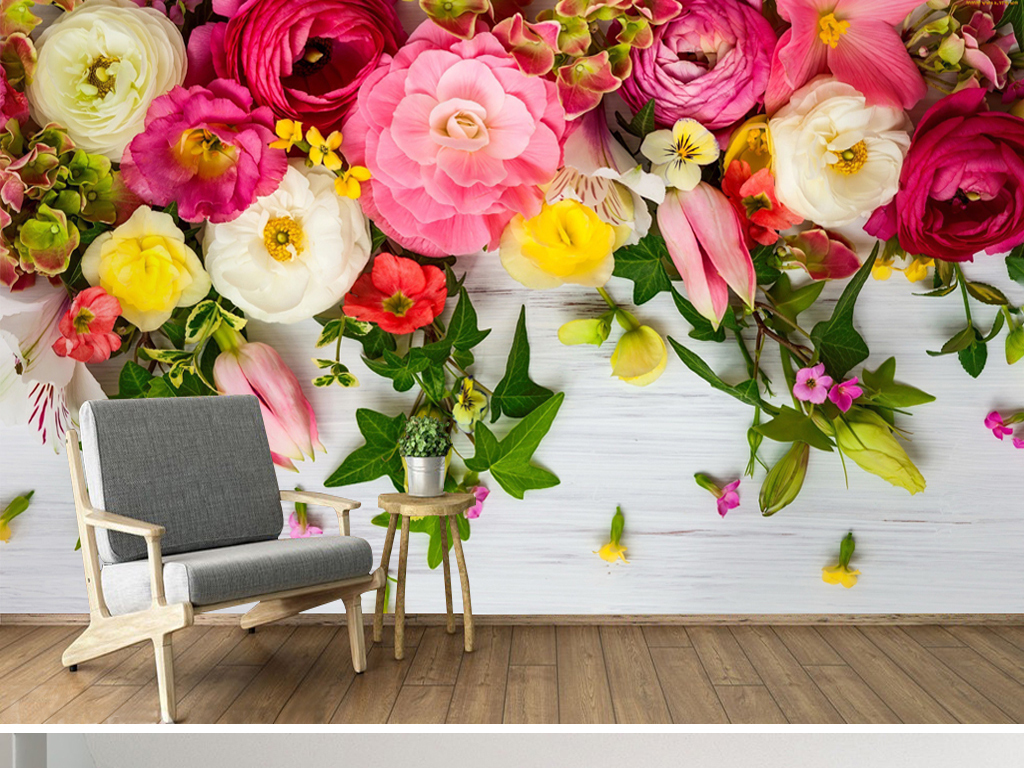 原创北欧唯美3d花朵背景墙装饰画