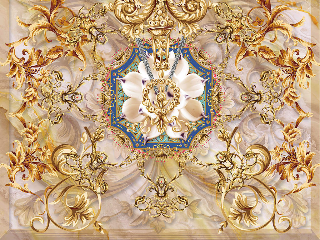 大理石欧式花纹玄关背景墙欧式花纹印花设计