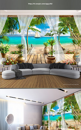 sea view balcony background wall 293