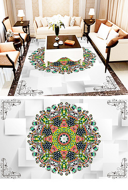 谭灵术原创作品下载排行-山水聚宝盆风景地板装饰画-我图网