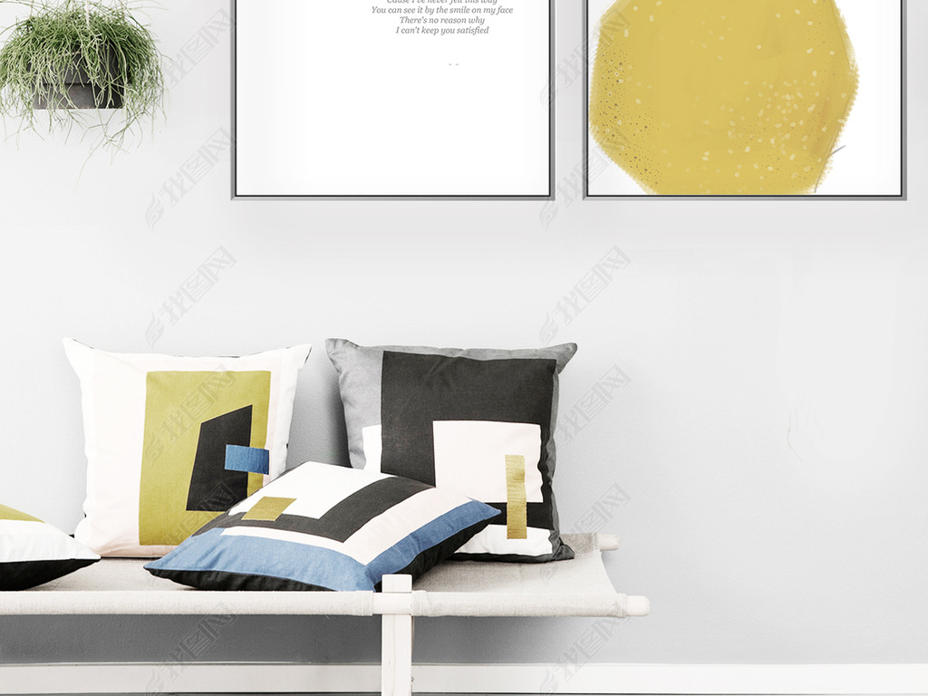 北欧简约无框画金色梨英文字母装饰画