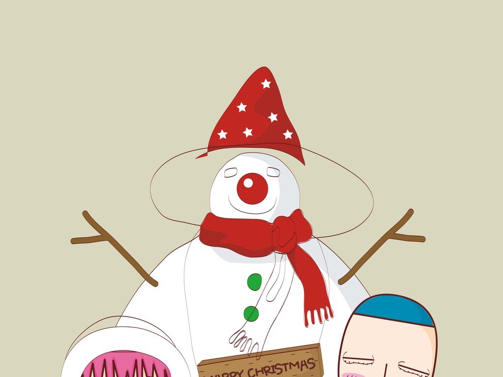 卡通图案矢量图雪人