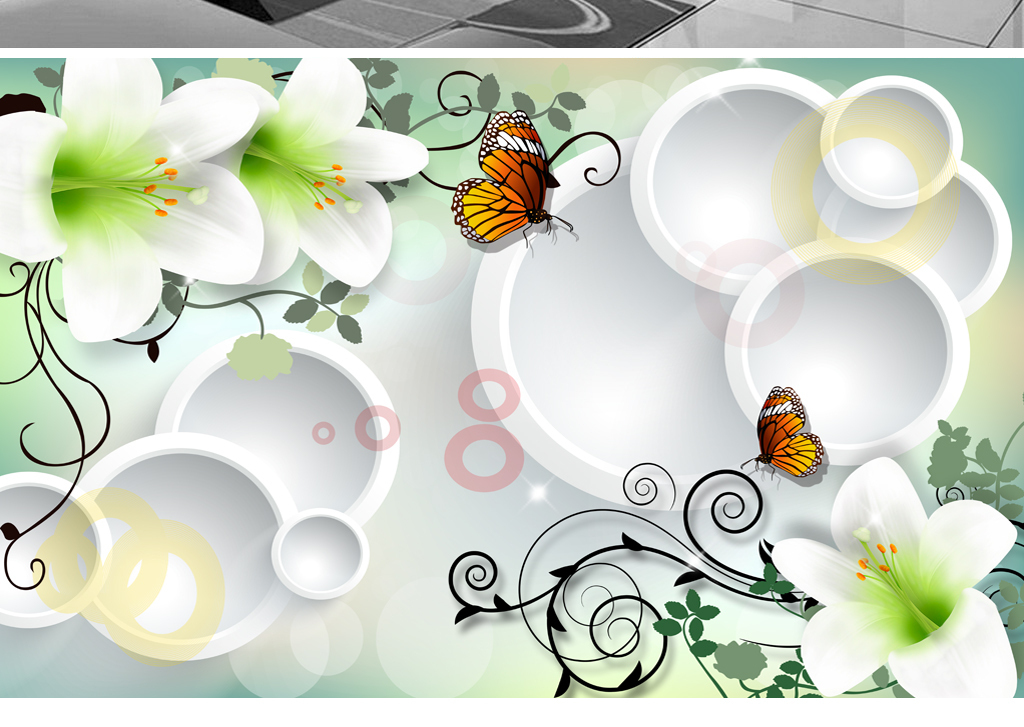 3d百合花清新立体简约电视背景墙图片设计素材-高清psd模板下载(54.