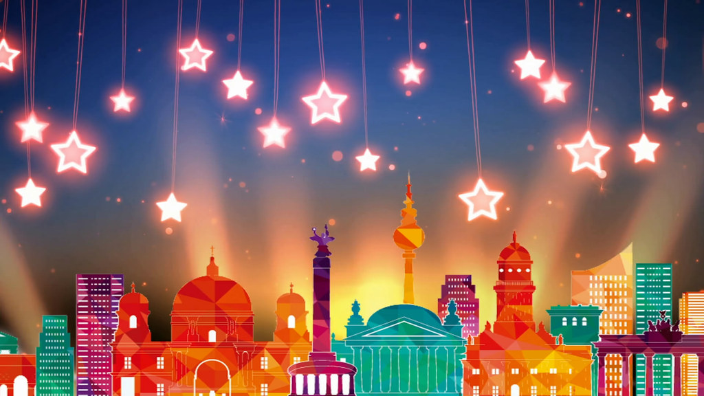 卡通都市爱情故事led背景视频