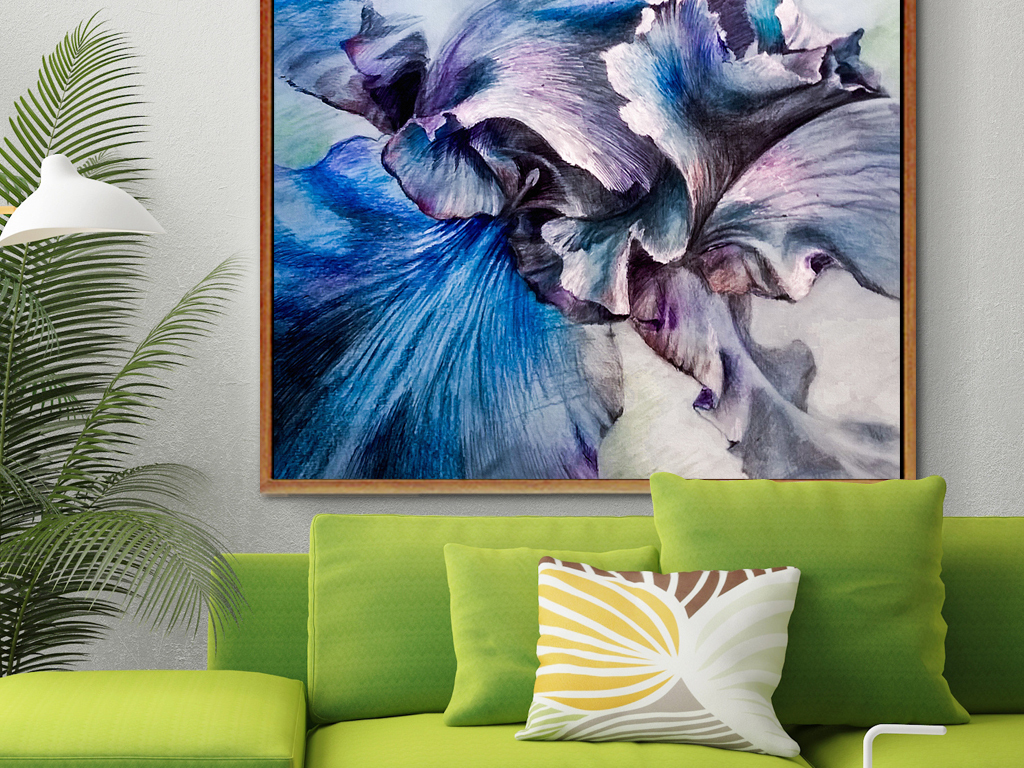 抽象蓝色妖姬花卉花朵装饰画