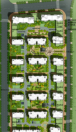 高档住宅小区景观规划psd分层彩色平面图