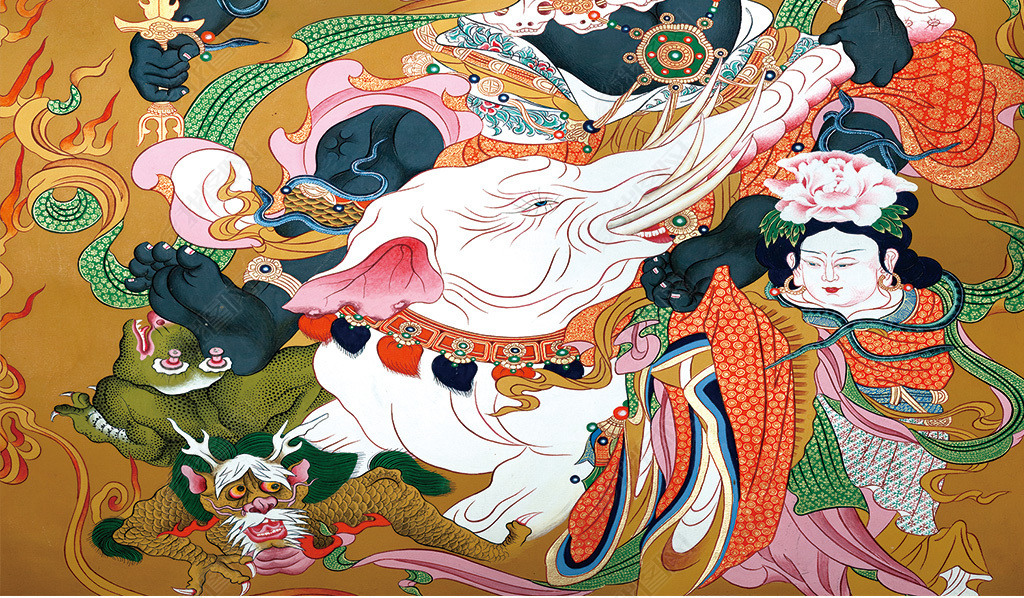 高清唐卡寺庙佛教壁画大黑天菩萨