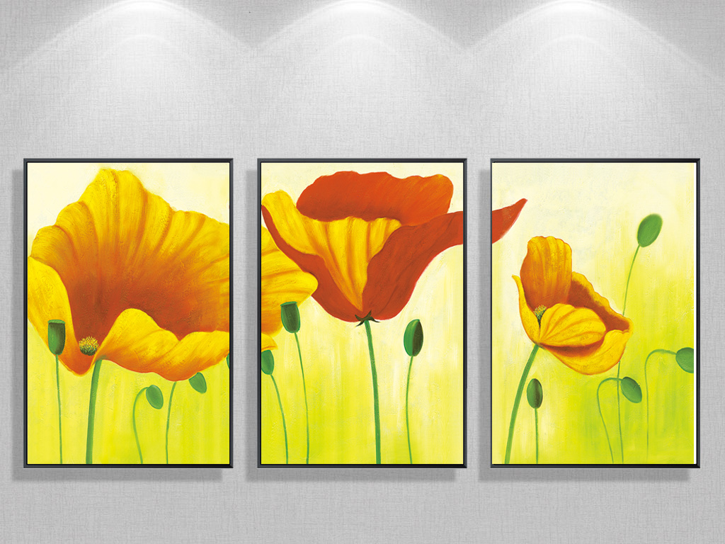 北欧花卉三联装饰画无框画