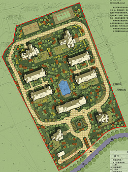 高档小区景观建筑规划psd分层彩色平面图