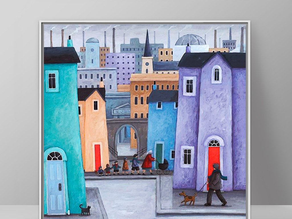 北欧丹麦风景欧式童话复古浪漫色彩装饰画