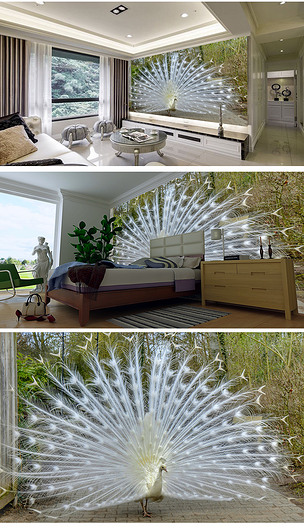 原创欧式白孔雀高清背景墙版权可商用