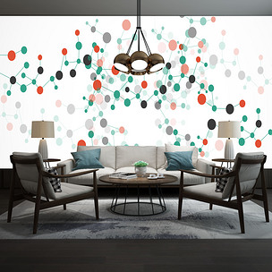 北欧现代简约抽象随性点状客厅装饰画