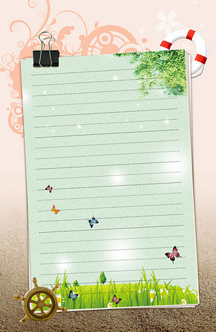 春天背景信纸psd分层模板