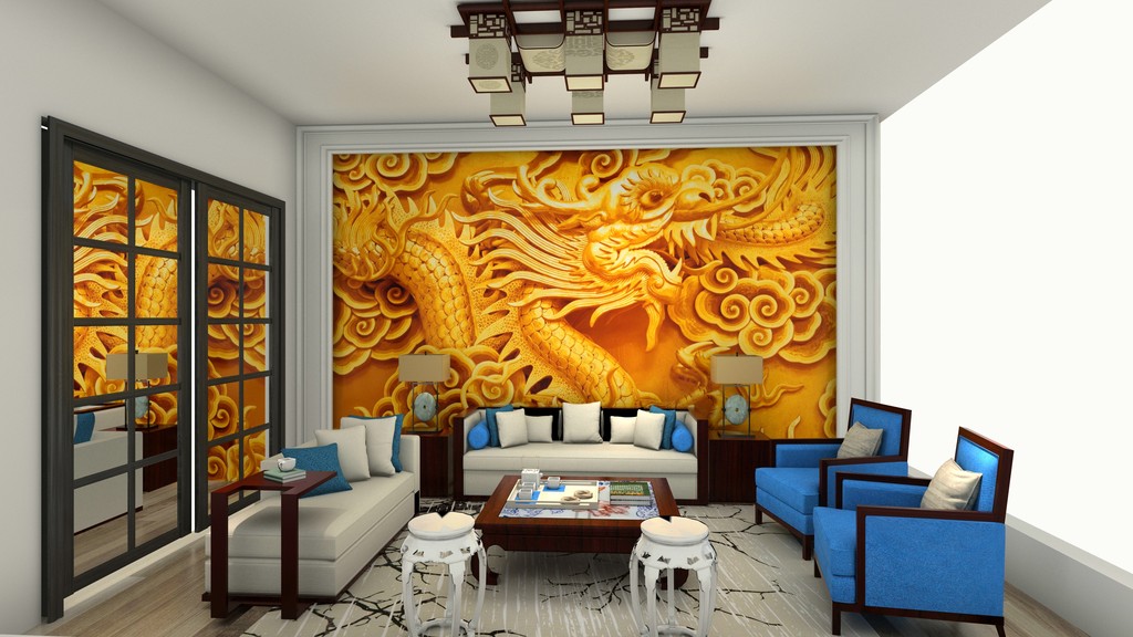 中国龙龙背景立体背景墙中式立体壁纸浮雕3D