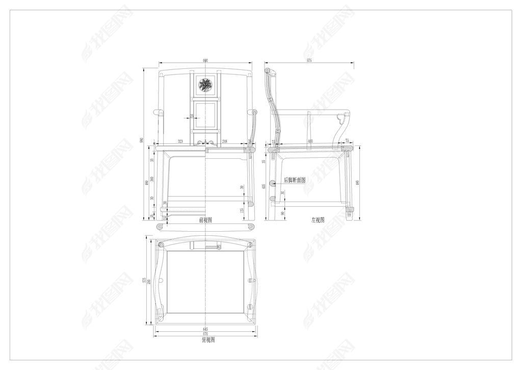 cad图库 全屋定制cad图纸 桌椅图纸 > 南官帽椅南宫椅 举报作品