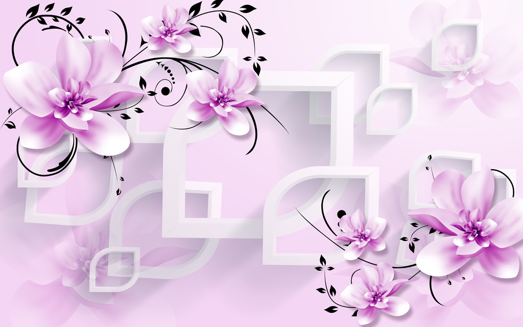 梦幻花朵3d立体电视背景墙