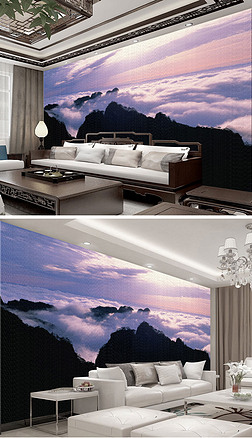 霞光云海大山风景电视背景墙壁画