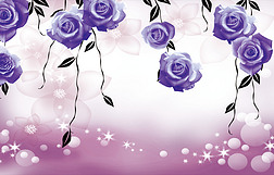 紫色玫瑰花简约花酒店主题