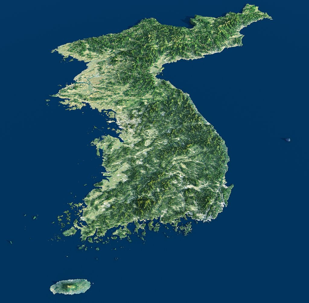 朝鲜半岛韩国半岛3d地形模型
