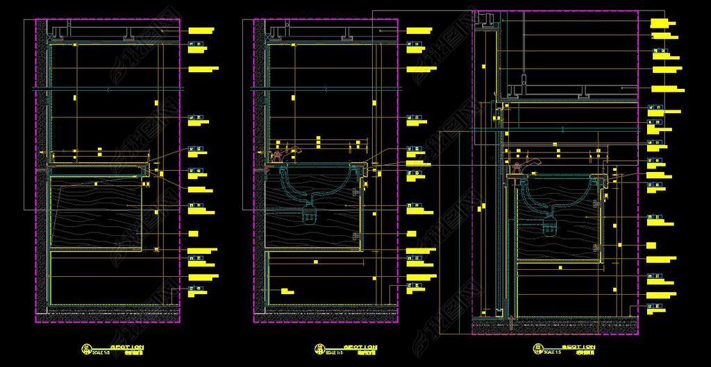 原创cad天花灯槽吊顶造型大样图剖面洗手台图版权可商用