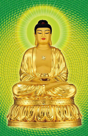 原创高清精美金色佛祖佛陀装饰画背景画版权可商用