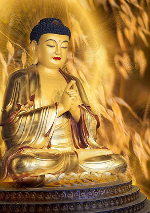 原创高清金色佛祖佛陀装饰画无框画壁画版权可商用