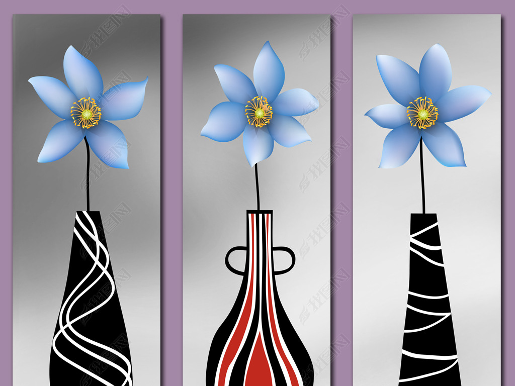 手绘花瓶无框画下载-编号16557796-植物花卉装饰画-我图网