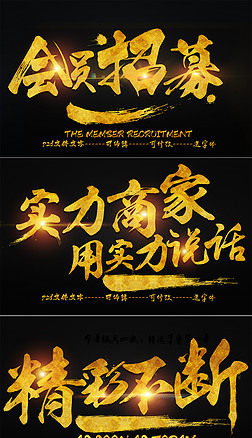 精彩毛笔字电商设计|会员招募毛笔字体设计