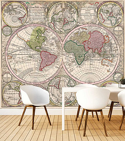 高清精美欧洲古代地图背景墙装饰画