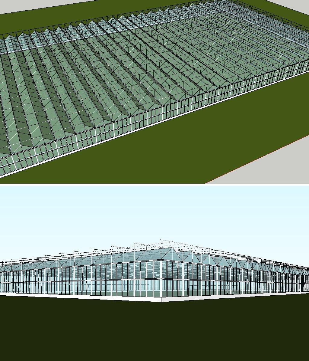 大型温室大棚框架草图模型