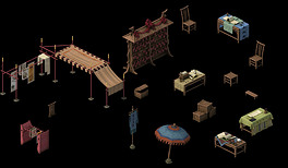 各种3D游戏摊位店铺物件组件模型