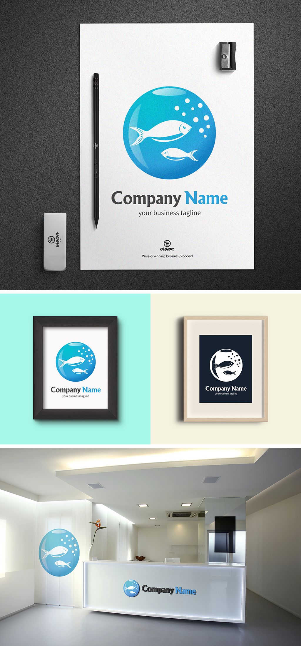 创意水族鱼缸logo标志设计