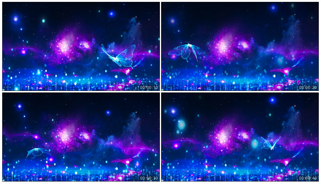 唯美蝴蝶恋星空视频素材
