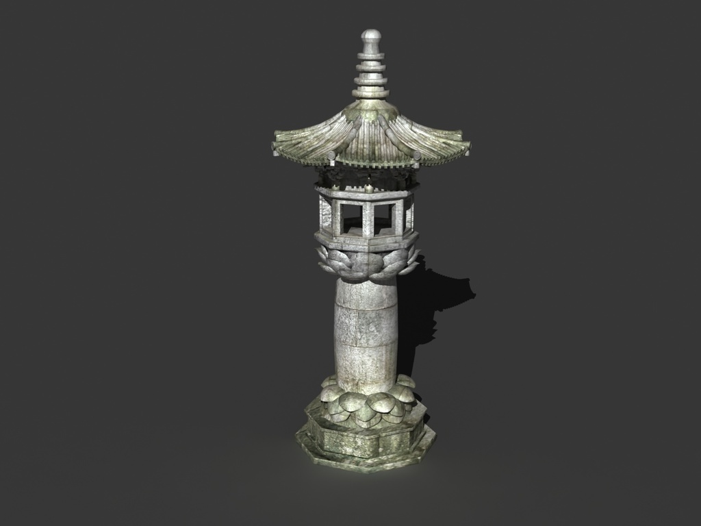 八角石灯_精模古代道具物品