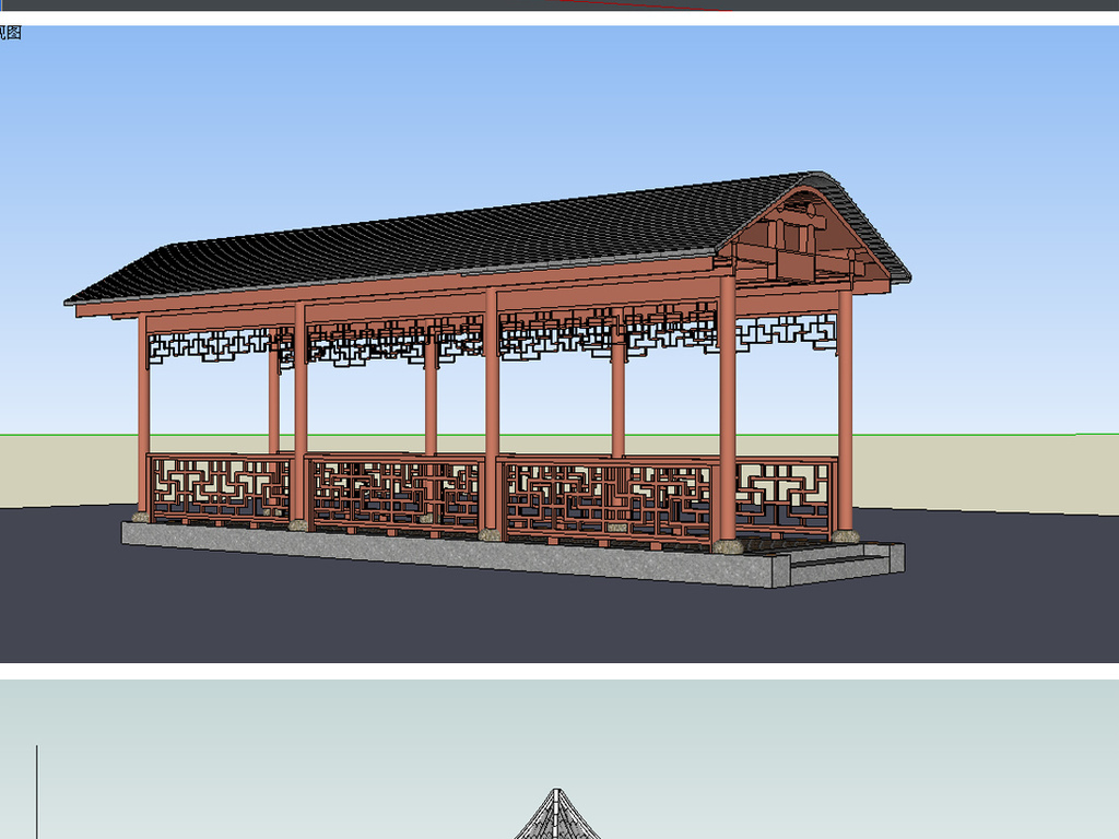 中式长廊汇集su模型设计图下载(图片418.