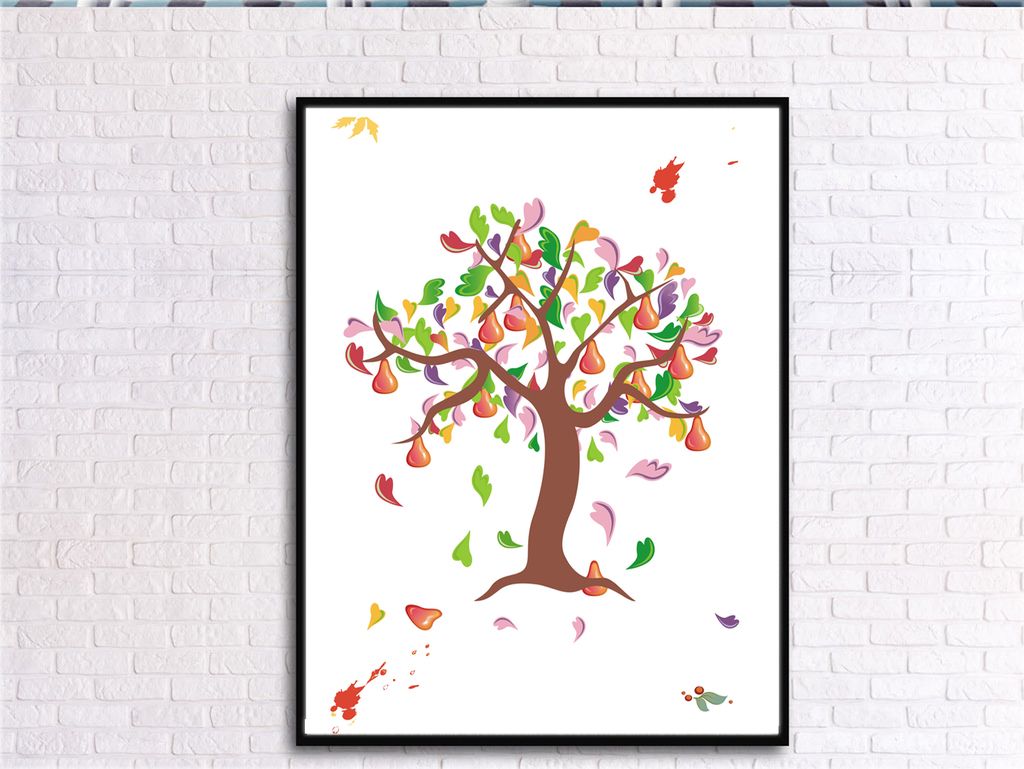无框画抽象装饰画葫芦树爱心树手绘树装饰画