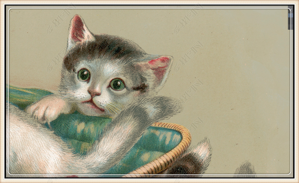 原创梵高油画动物作品猫趣图彩色稿版权可商用