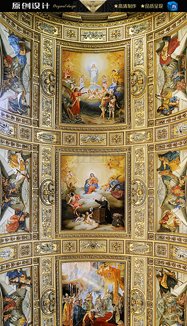 西方神话传说四则宫廷油画天顶