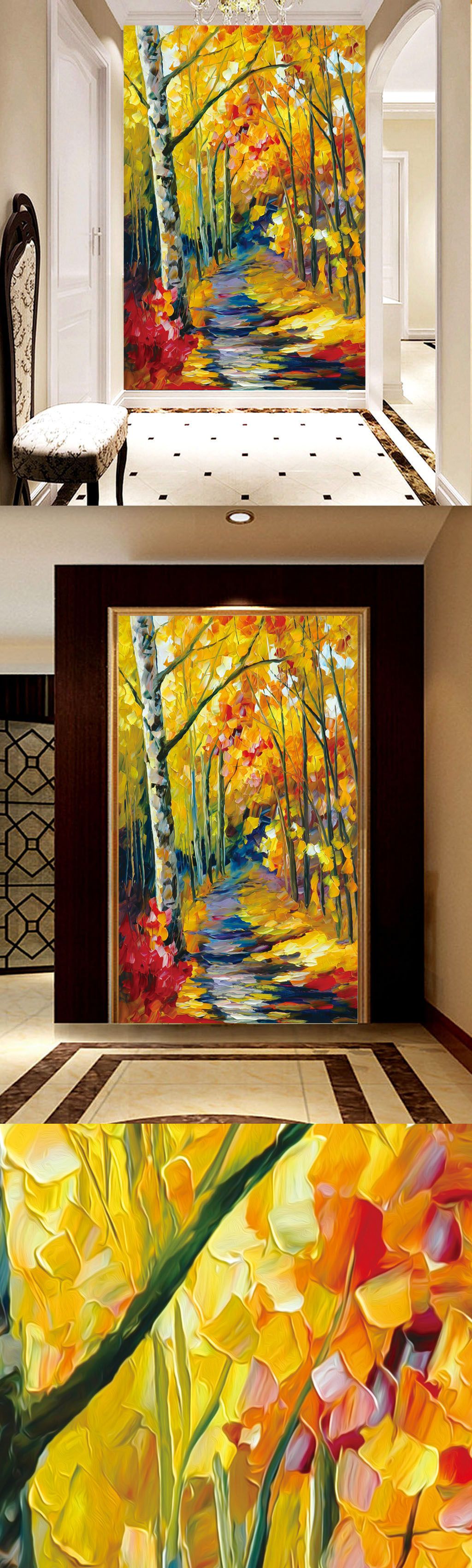 原创3d立体水彩抽象风景画油画背景墙