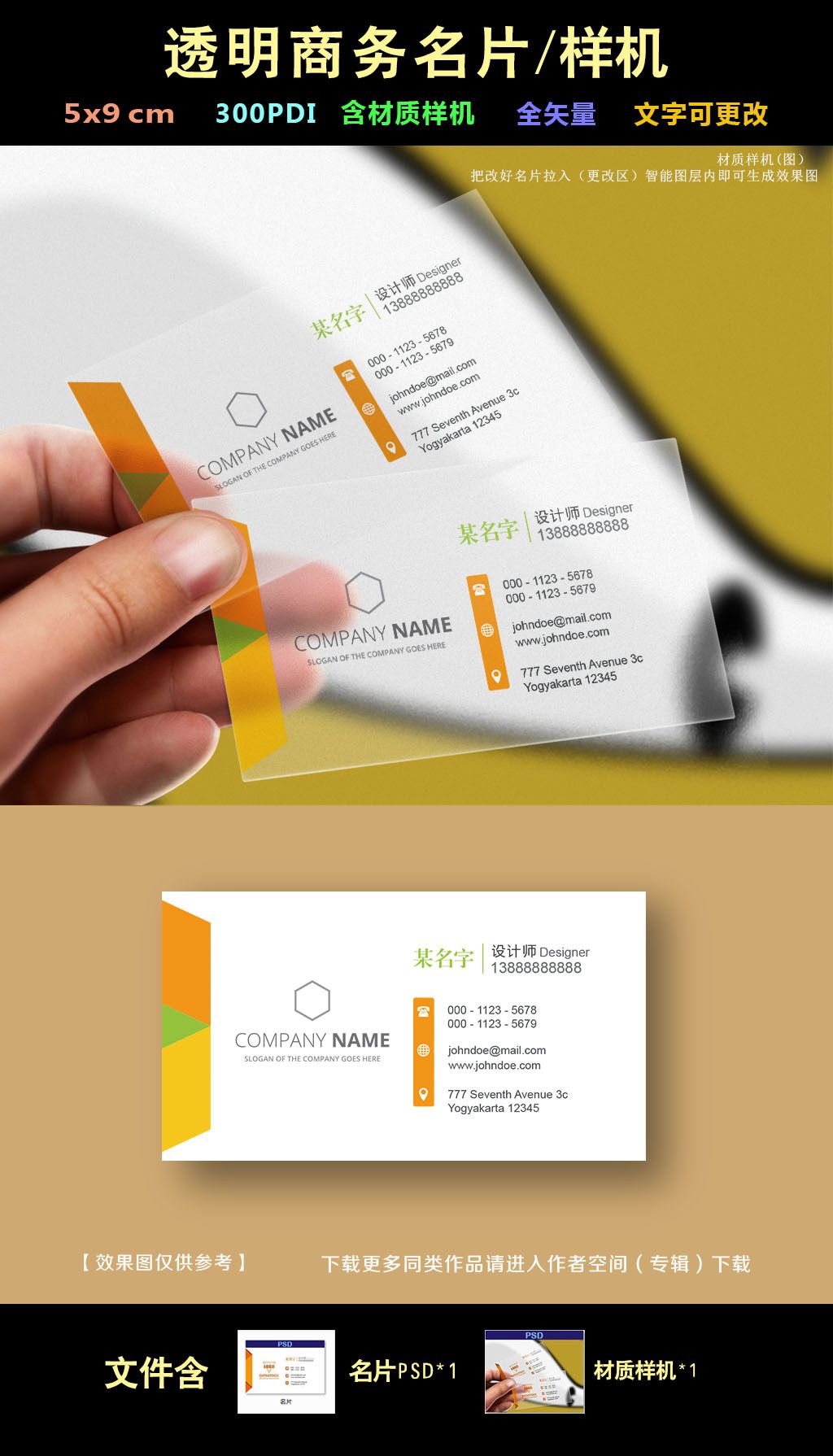 橙色美式商务名片模板