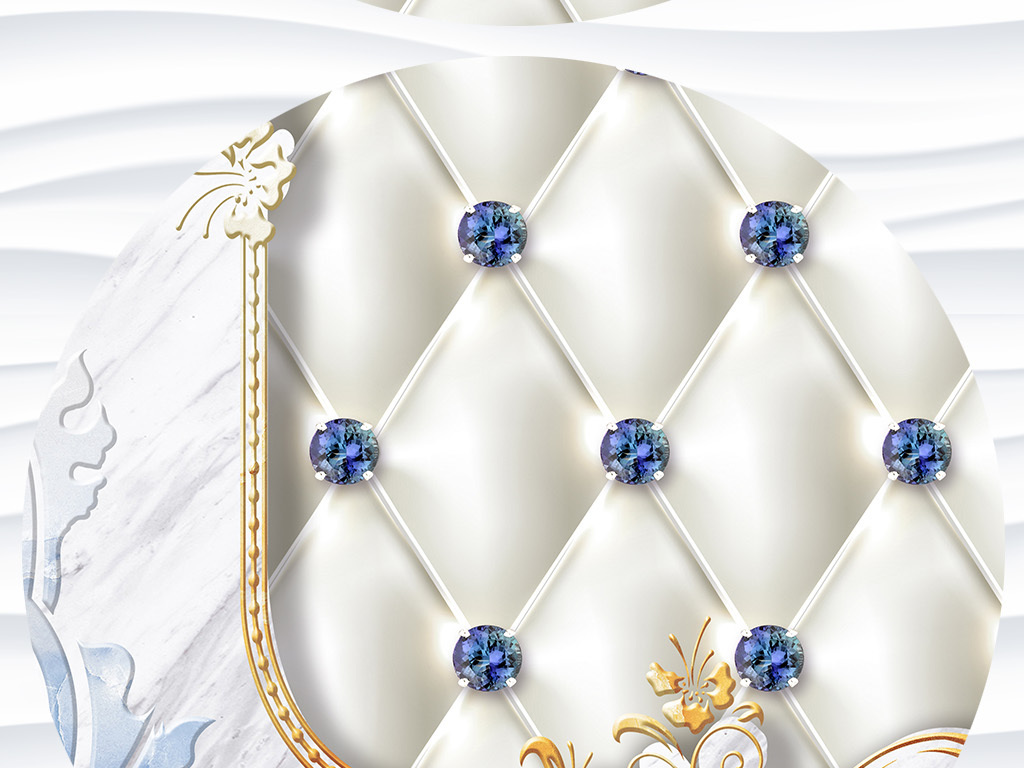 2017欧式爵士白大理石纹钻石软包背景墙