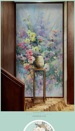 多色唯美繁花纯手绘油画装饰玄关